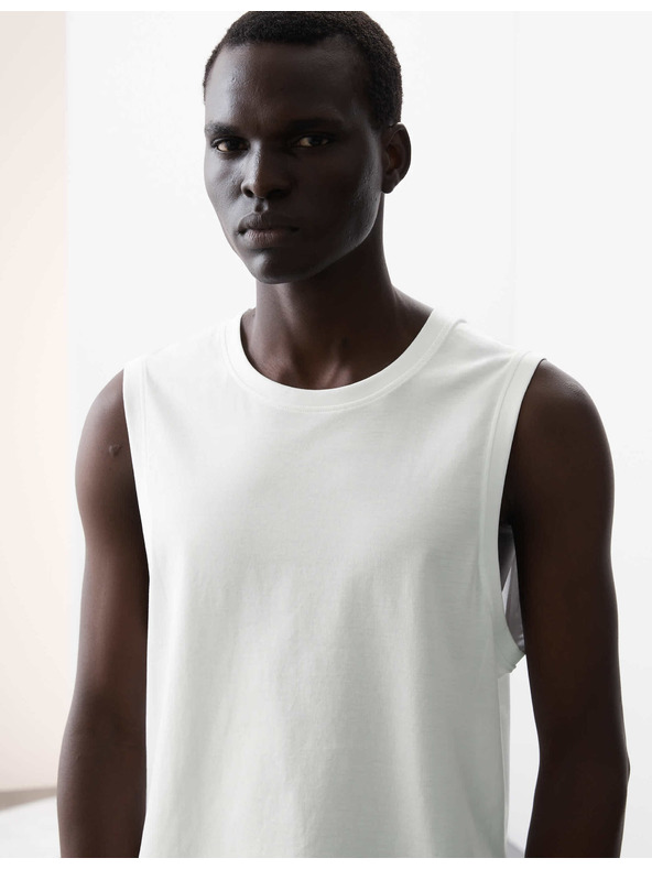 Marks & Spencer Tielkový top z čistej bavlny Supima® s výstrihom ku krku Marks & Spencer biely