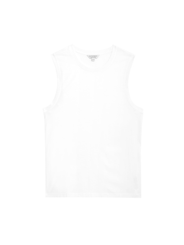 Marks & Spencer Tielkový top z čistej bavlny Supima® s výstrihom ku krku Marks & Spencer biely