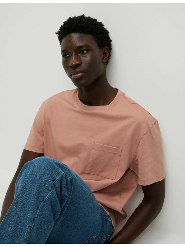 Marks & Spencer Tričko zo stredne silnej látky z čistej bavlny s vreckom Marks & Spencer oranžové