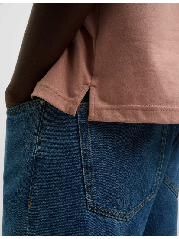 Marks & Spencer Tričko zo stredne silnej látky z čistej bavlny s vreckom Marks & Spencer oranžové