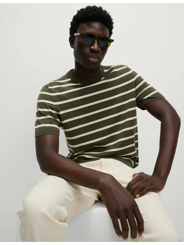 Marks & Spencer Pruhované tričko s vysokým podielom bavlny Marks & Spencer zelené