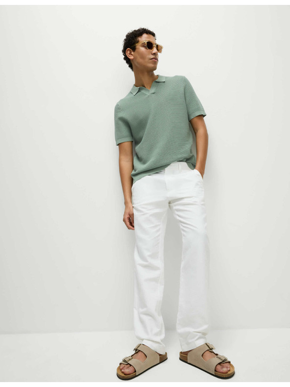 Marks & Spencer Pletené polo tričko so špirálovým golierom, z čistej bavlny Marks & Spencer zelené