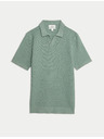 Marks & Spencer Pletené polo tričko so špirálovým golierom, z čistej bavlny Marks & Spencer zelené