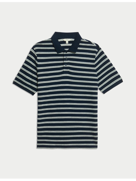 Marks & Spencer Pruhované polo tričko s vysokým podielom bavlny Marks & Spencer námorníckej modrej farby