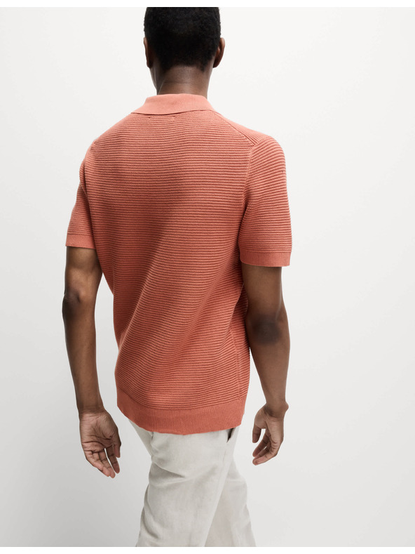 Marks & Spencer Pletená polokošeľa s rozhalenkovým golierom, z čistej bavlny Marks & Spencer oranžová