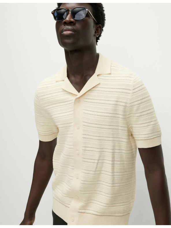 Marks & Spencer Pletena polo majica z teksturo in visokim deležem bombaža Marks & Spencer kremna