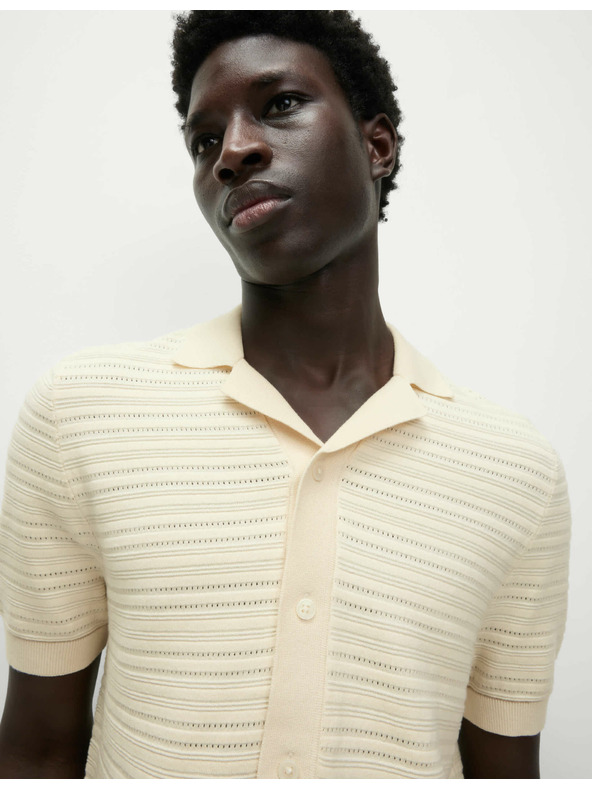 Marks & Spencer Pletena polo majica z teksturo in visokim deležem bombaža Marks & Spencer kremna