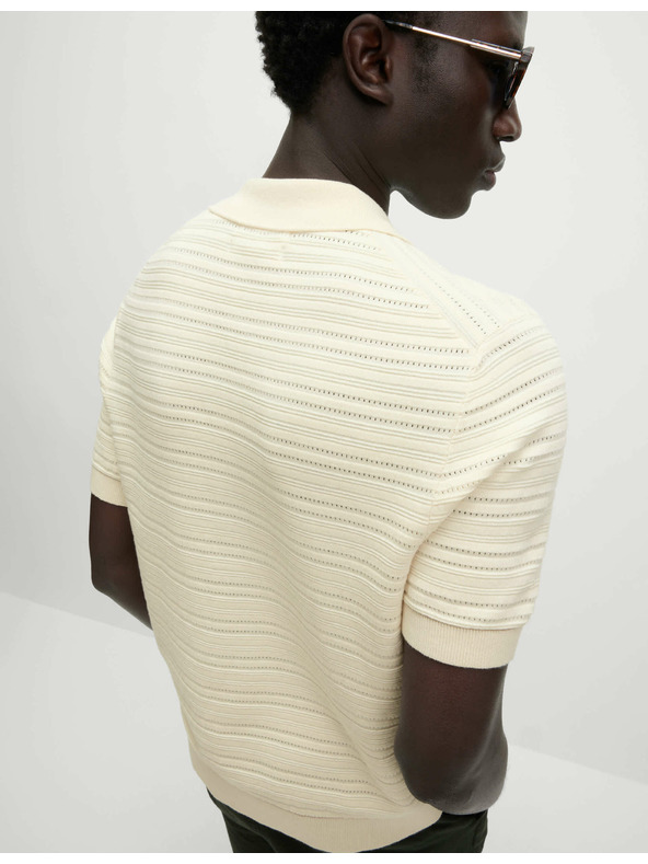 Marks & Spencer Pletena polo majica z teksturo in visokim deležem bombaža Marks & Spencer kremna