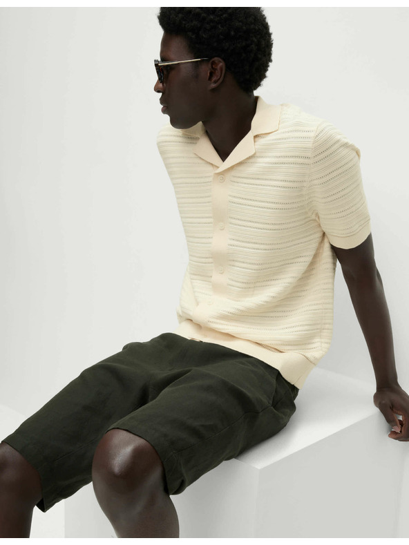Marks & Spencer Pletena polo majica z teksturo in visokim deležem bombaža Marks & Spencer kremna