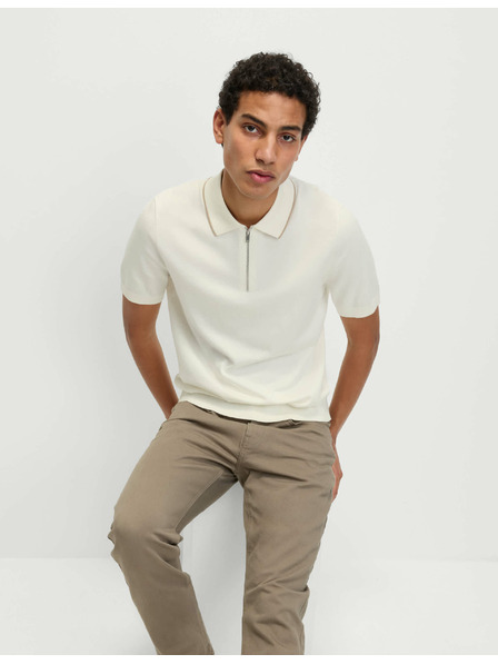 Marks & Spencer Pletena polo majica s polovično zadrgo, z visokim deležem bombaža Marks & Spencer smetanova