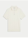 Marks & Spencer Pletena polo majica s polovično zadrgo, z visokim deležem bombaža Marks & Spencer smetanova