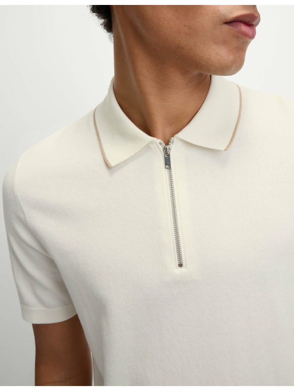 Marks & Spencer Pletena polo majica s polovično zadrgo, z visokim deležem bombaža Marks & Spencer smetanova