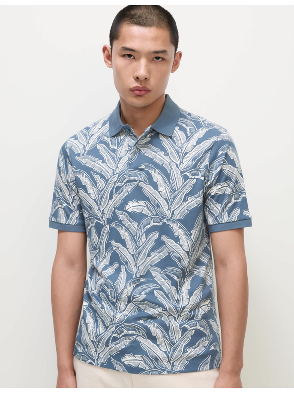 Marks & Spencer Polo majica iz čistega bombaža s potiskom listov banana Marks & Spencer modra