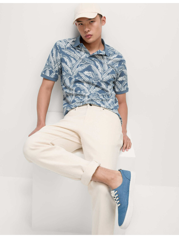 Marks & Spencer Polo majica iz čistega bombaža s potiskom listov banana Marks & Spencer modra