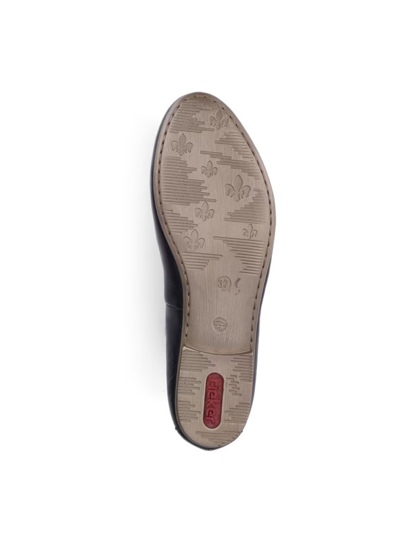 Rieker Črni usnjeni balerinke Rieker