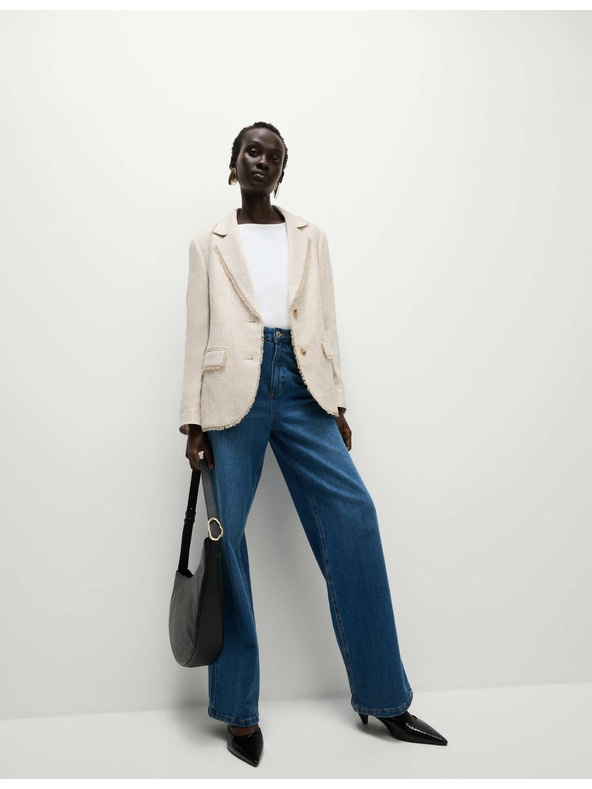 Marks & Spencer Melírovaný blejzer s rozstrapkaným okrajom a vysokým podielom ľanu Marks & Spencer smotanová