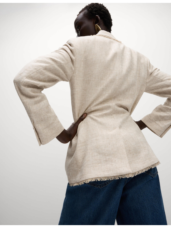 Marks & Spencer Melírovaný blejzer s rozstrapkaným okrajom a vysokým podielom ľanu Marks & Spencer smotanová