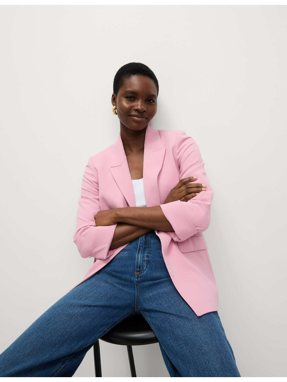 Marks & Spencer Enovrstni blazer, sproščen kroj Marks & Spencer roza