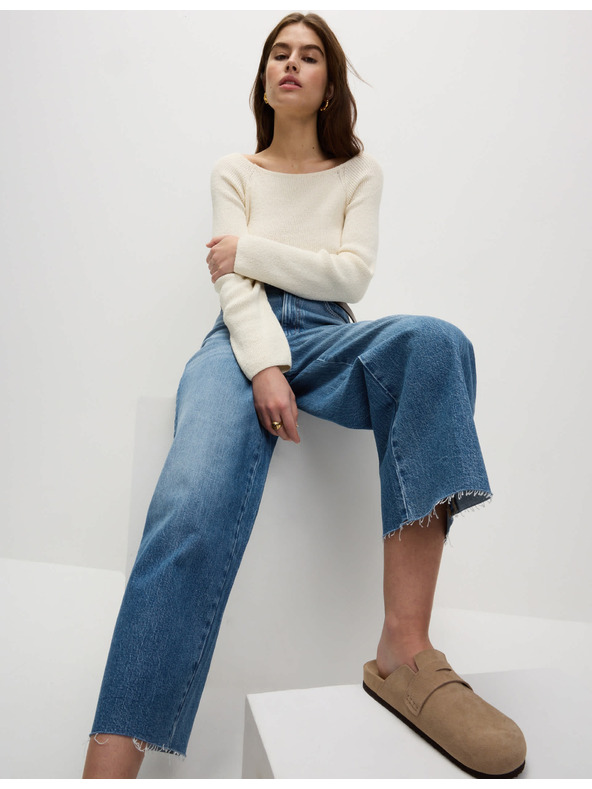 Marks & Spencer Skrátené džínsy so širokými nohavicami Marks & Spencer navy modrá