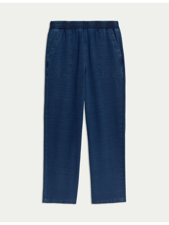 Marks & Spencer Jeans in jersey hlače z ravnimi hlačnicami Marks & Spencer mornarsko modra