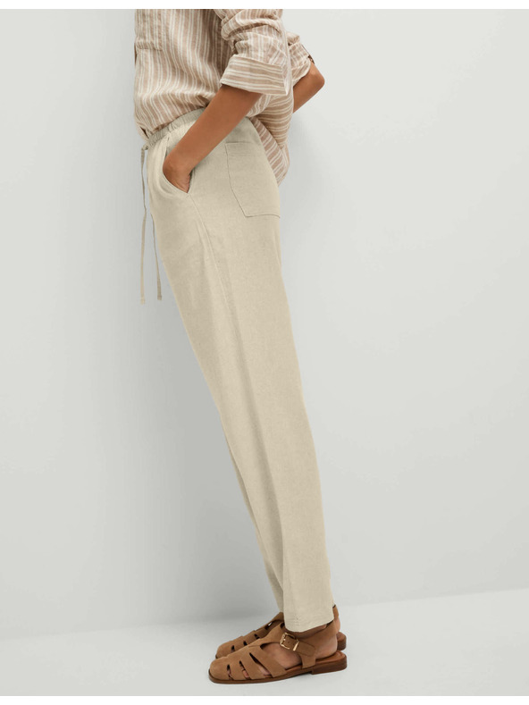 Marks & Spencer Hlače z vrvico, oženimi hlačnicami in visokim deležem lanu Marks & Spencer bež