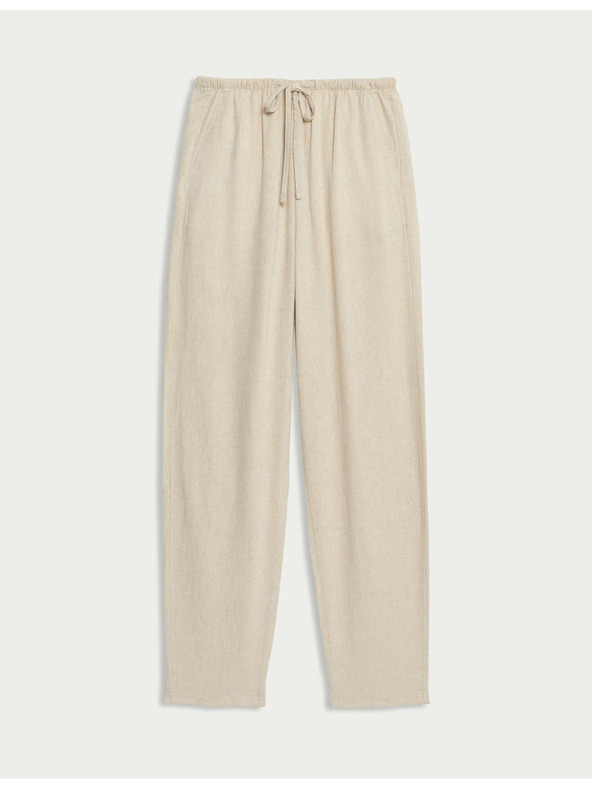 Marks & Spencer Hlače z vrvico, oženimi hlačnicami in visokim deležem lanu Marks & Spencer bež