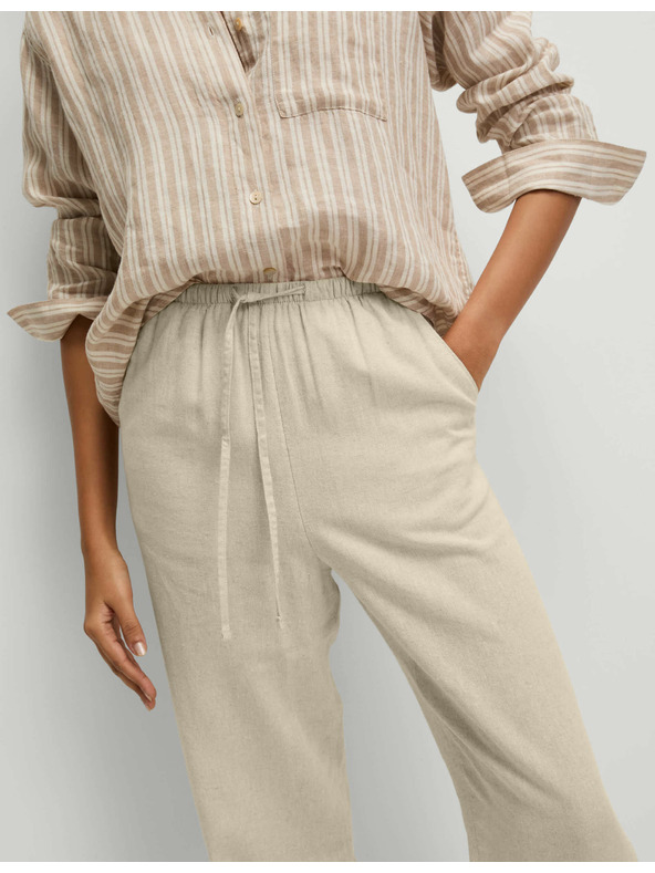 Marks & Spencer Hlače z vrvico, oženimi hlačnicami in visokim deležem lanu Marks & Spencer bež
