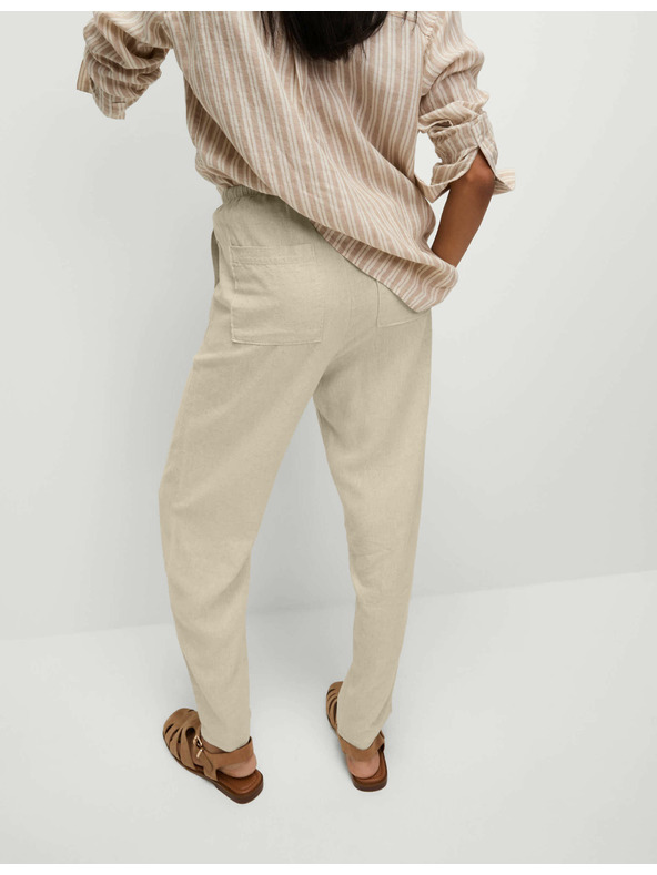 Marks & Spencer Hlače z vrvico, oženimi hlačnicami in visokim deležem lanu Marks & Spencer bež