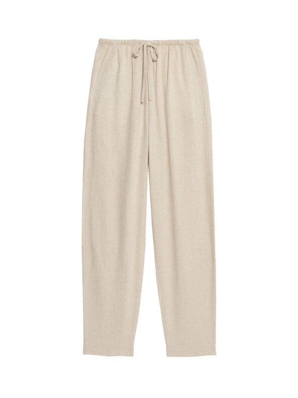 Marks & Spencer Hlače z vrvico, oženimi hlačnicami in visokim deležem lanu Marks & Spencer bež