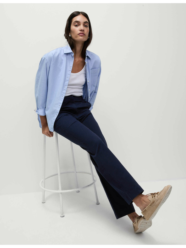 Marks & Spencer Rovné chino nohavice s vysokým podielom bavlny Marks & Spencer námorná modrá