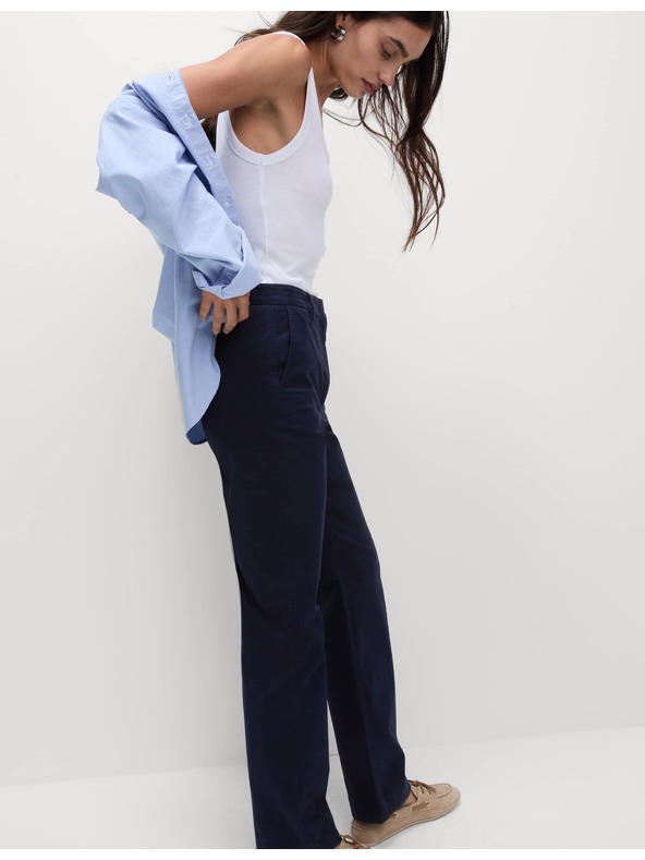 Marks & Spencer Rovné chino nohavice s vysokým podielom bavlny Marks & Spencer námorná modrá