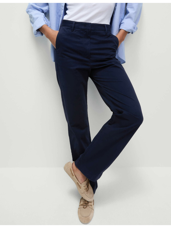 Marks & Spencer Rovné chino nohavice s vysokým podielom bavlny Marks & Spencer námorná modrá