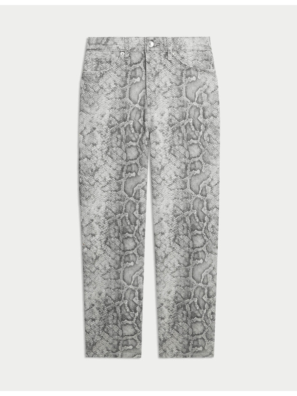 Marks & Spencer Jeans hlače z živalskim motivom, ravnih hlačnic in visokim pasom Marks & Spencer