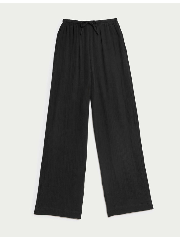 Marks & Spencer Hlače z vrvico, iz čistega bombaža Marks & Spencer črna