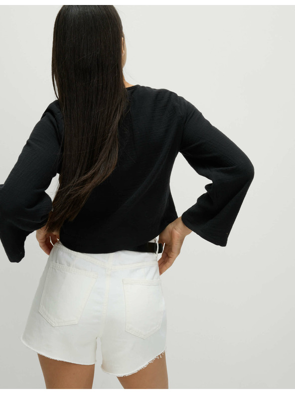 Marks & Spencer Plážový top s V-výstrihom a zaväzovaním vpredu z čistej bavlny Marks & Spencer čierna