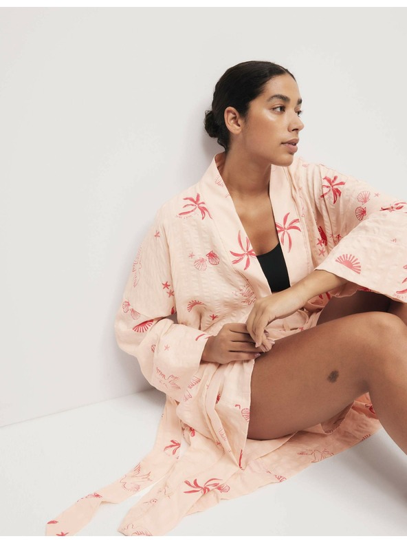 Marks & Spencer Mečkan zavihan kopalni plašč z visokim deležem bombaža Marks & Spencer rožnata