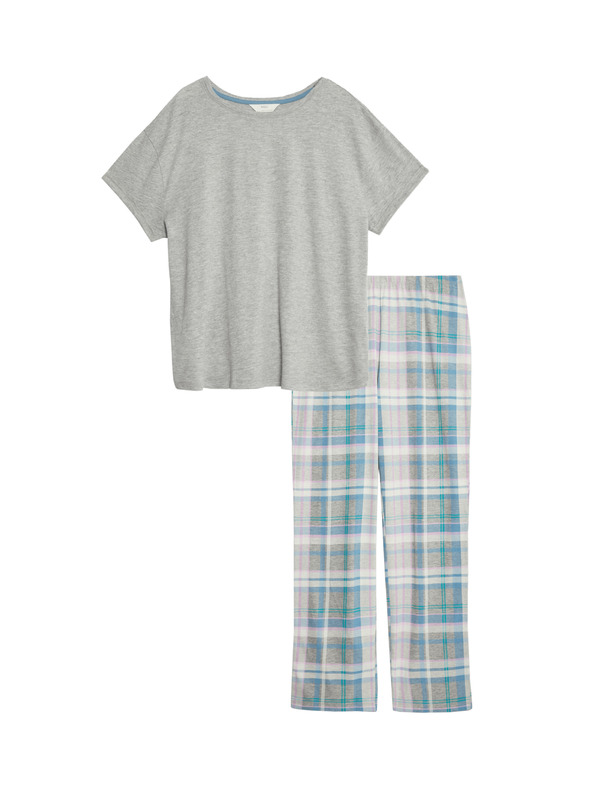 Marks & Spencer Pižama garnitura z visokim deležem bombaže s potiskom listov Marks & Spencer siva