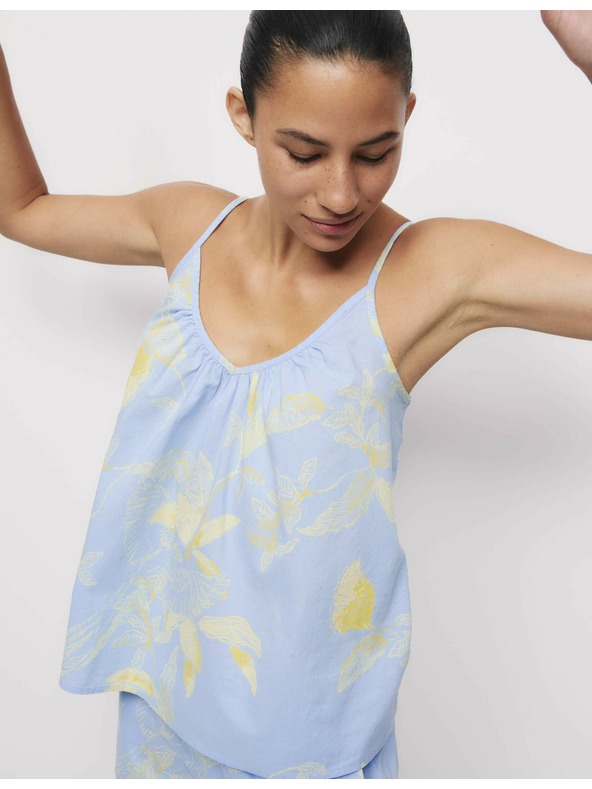 Marks & Spencer Košeľový top z čistej bavlny s potlačou Marks & Spencer modrá