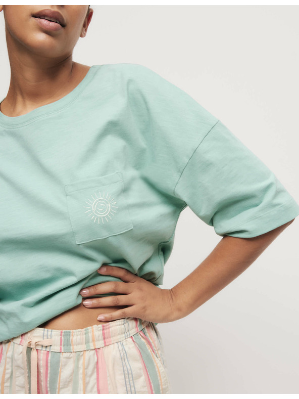 Marks & Spencer Kratka prugasta garnitura z visokim deležem bombaže Marks & Spencer zelena