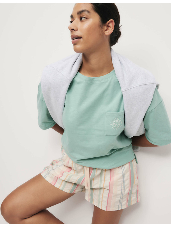 Marks & Spencer Kratka prugasta garnitura z visokim deležem bombaže Marks & Spencer zelena