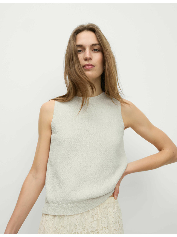 Marks & Spencer Knitted tank top with texture and high cotton content Marks & Spencer beige