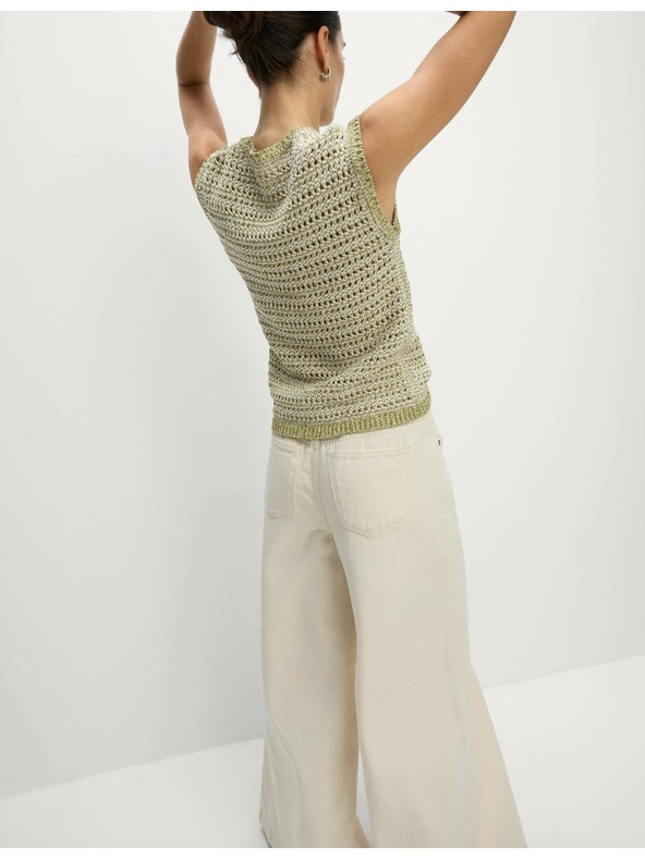 Marks & Spencer Knitted vest with slim cut and high neck, with cotton Marks & Spencer green