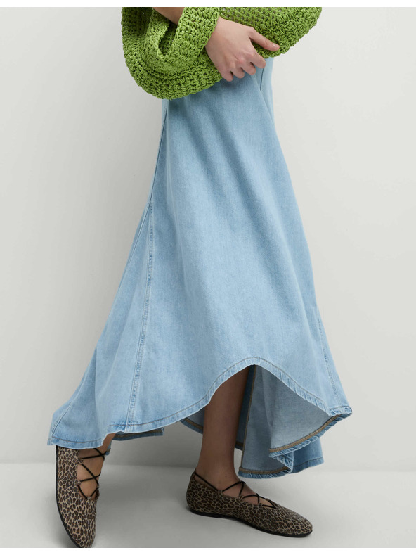 Marks & Spencer Denim maxi asymmetric skirt with accentuated waist Marks & Spencer navy blue
