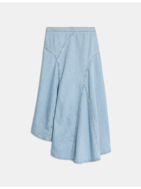 Marks & Spencer Denim maxi asymmetric skirt with accentuated waist Marks & Spencer navy blue