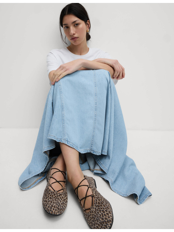 Marks & Spencer Denim maxi asymmetric skirt with accentuated waist Marks & Spencer navy blue