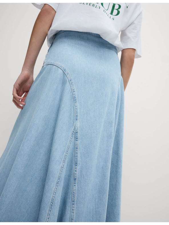 Marks & Spencer Denim maxi asymmetric skirt with accentuated waist Marks & Spencer navy blue