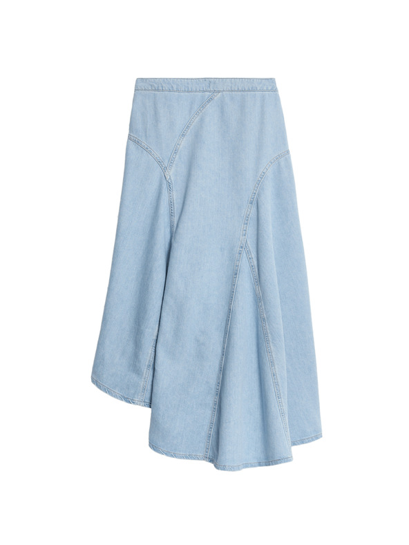Marks & Spencer Denim maxi asymmetric skirt with accentuated waist Marks & Spencer navy blue