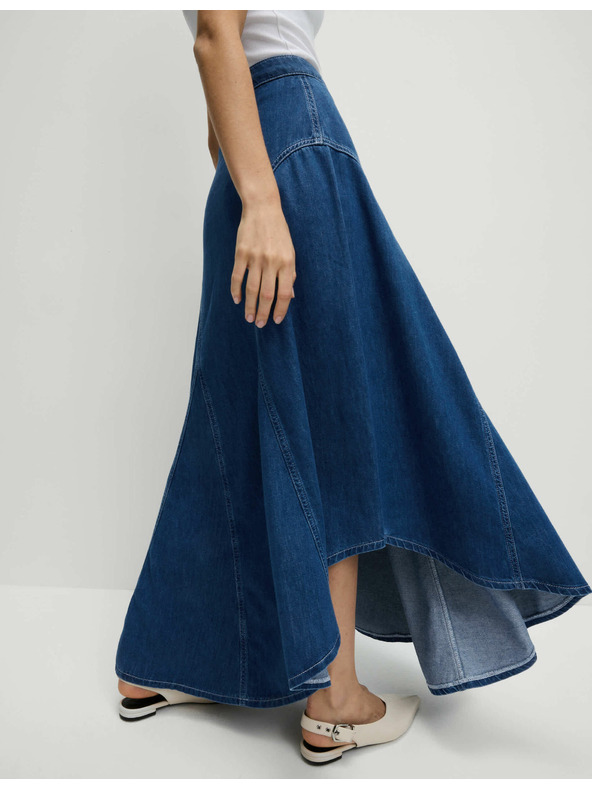Marks & Spencer Denim maxi asymmetric skirt with accentuated waist Marks & Spencer navy blue