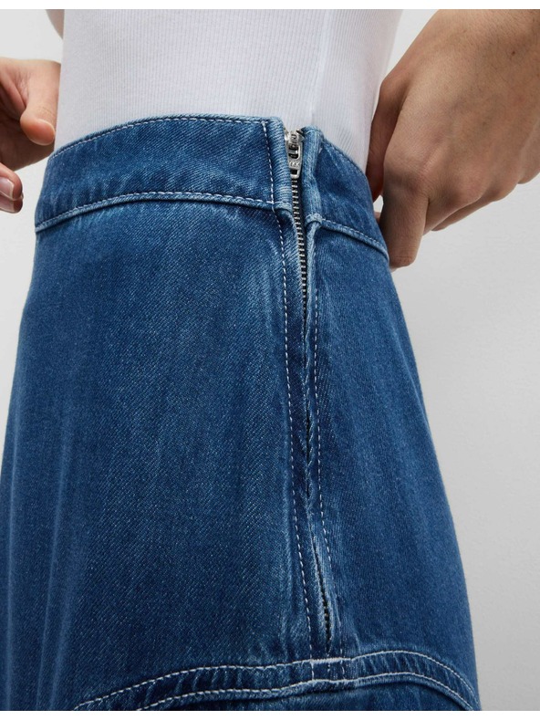 Marks & Spencer Denim maxi asymmetric skirt with accentuated waist Marks & Spencer navy blue