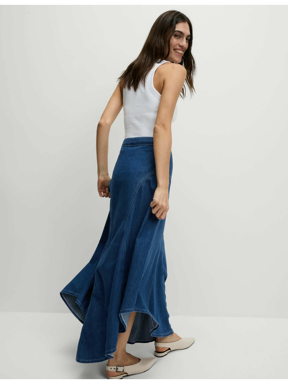 Marks & Spencer Denim maxi asymmetric skirt with accentuated waist Marks & Spencer navy blue